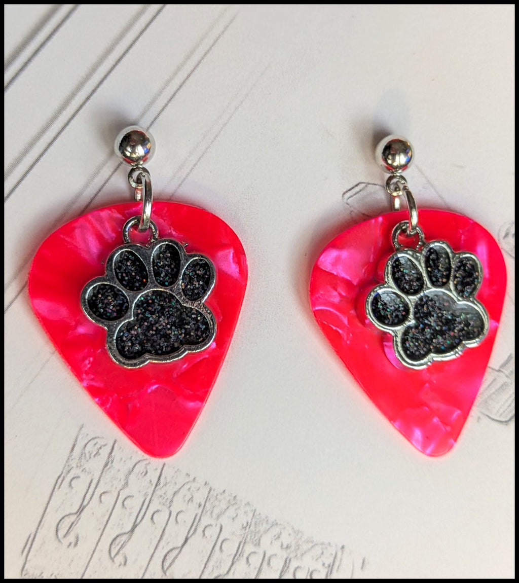 Music and paw print earrings