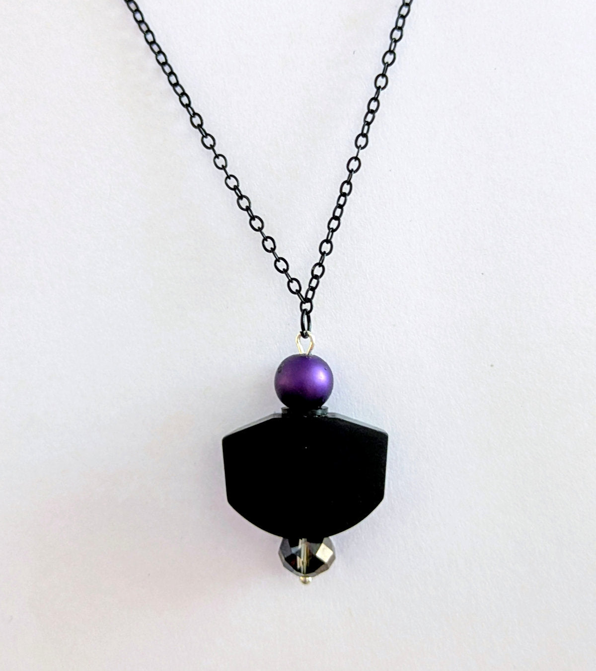 Satin black tuner button necklace