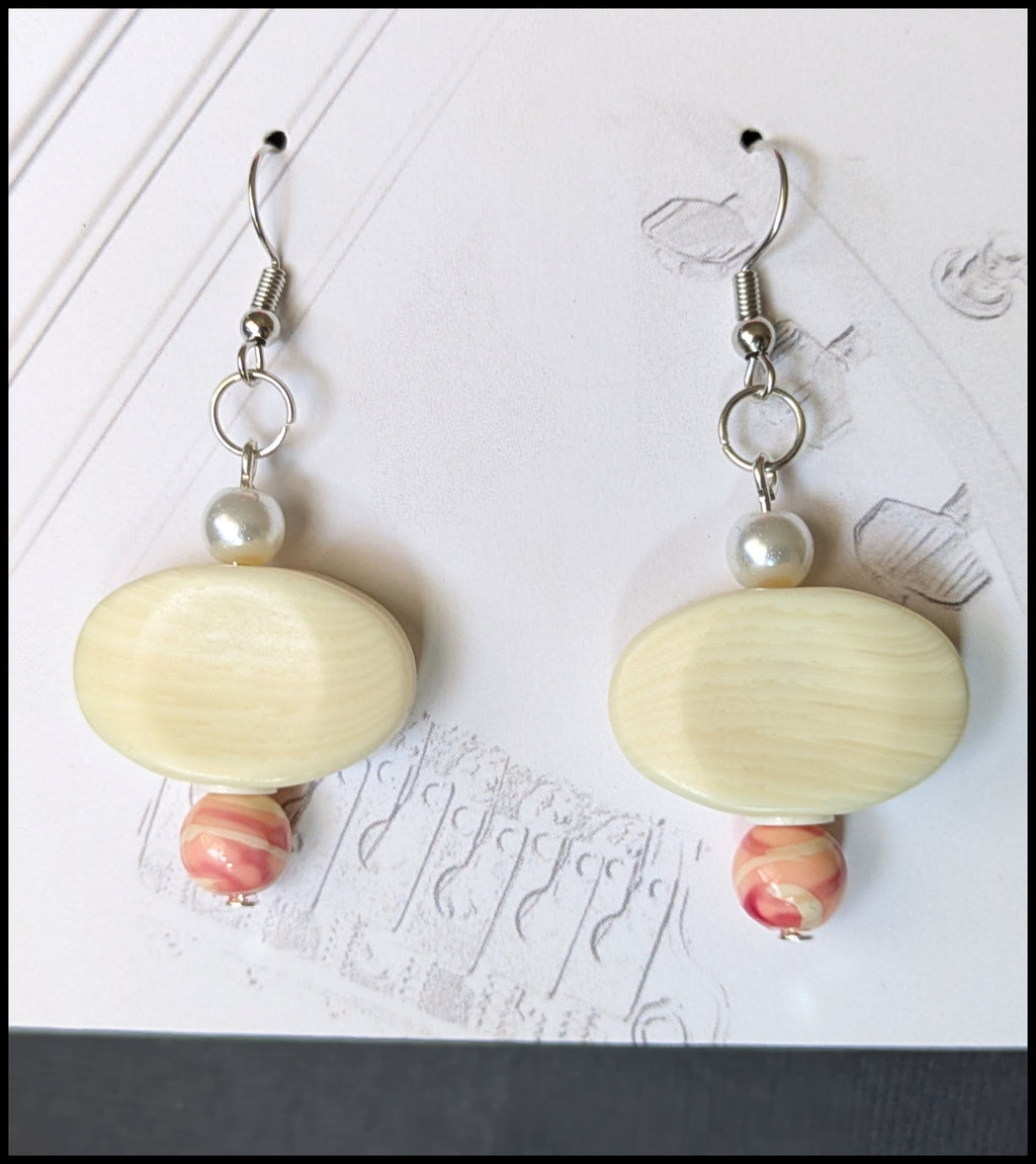 Cream tuner button earrings