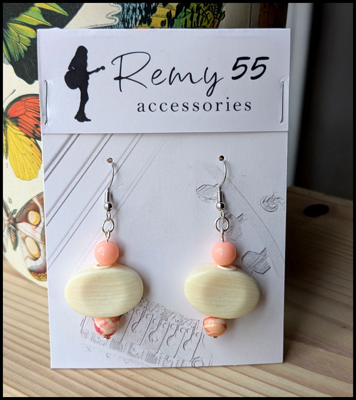 Cream tuner button earrings